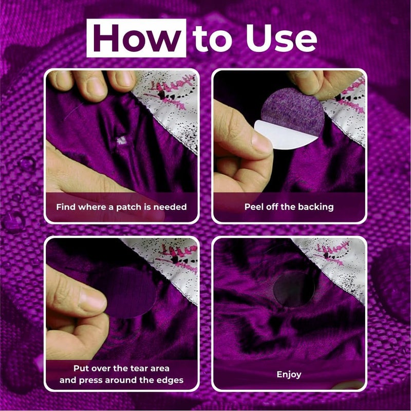 aZengear Down Jacket Repair Patches | Pre-Cut, Self-Adhesive, Soft, Waterproof, Tear-Resistant Rip-Stop Nylon Fabric to Fix Holes in Clothing, Sleeping Bags, Ski Pants (11 Pcs, Dark Purple) - Image 2